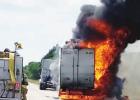 Truck catches fire on highway