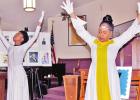  Praise dancers Angela McDonald, at right, and her granddaughter, A’Shaiya Jones, 13, perform at the League of Involved Women at Sunday’s Black History program. The event was held at Sweet Home Baptist Church, and behind the two can be seen one of two 